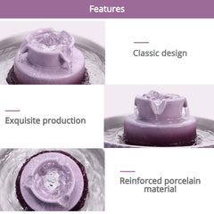 Wonder Creature Cupcake Cat Fountain porcelain-surface resists scratches and cleans easily.