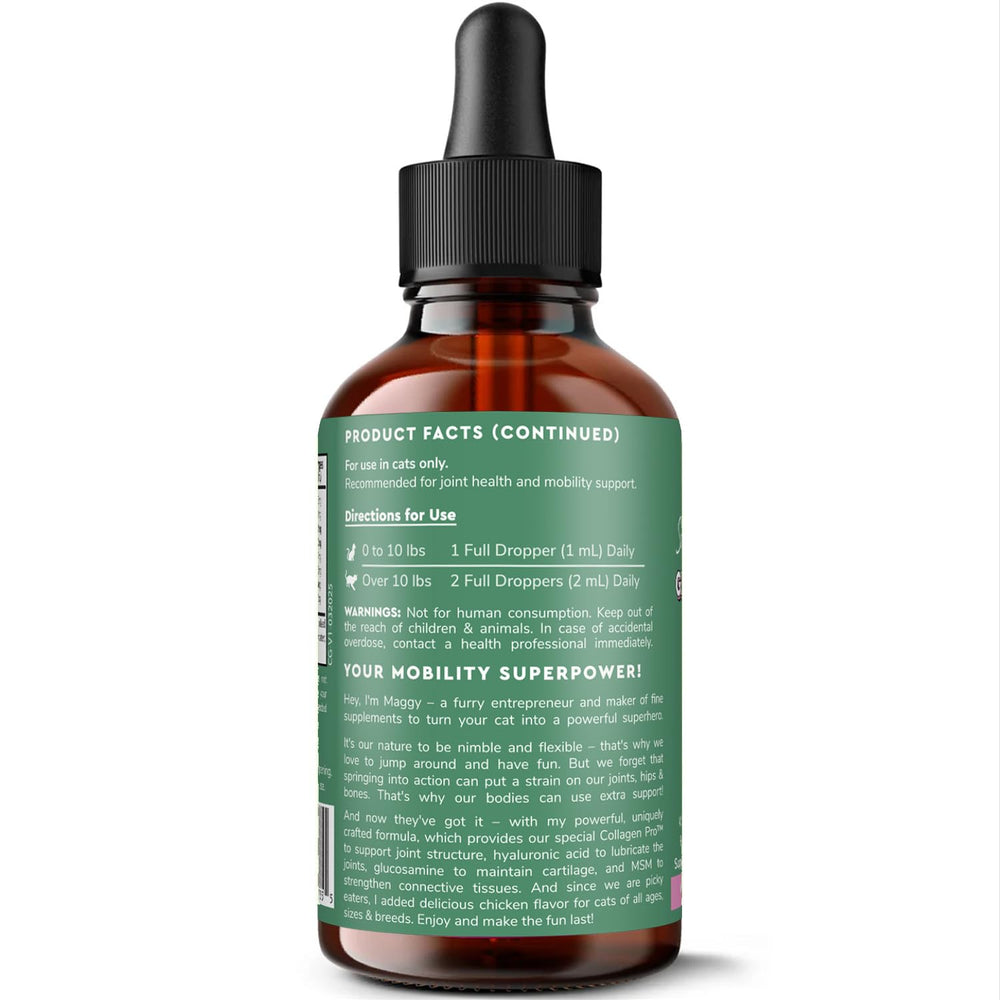 Wonder Paws cat glucosamine liquid supports active indoor and outdoor cats.