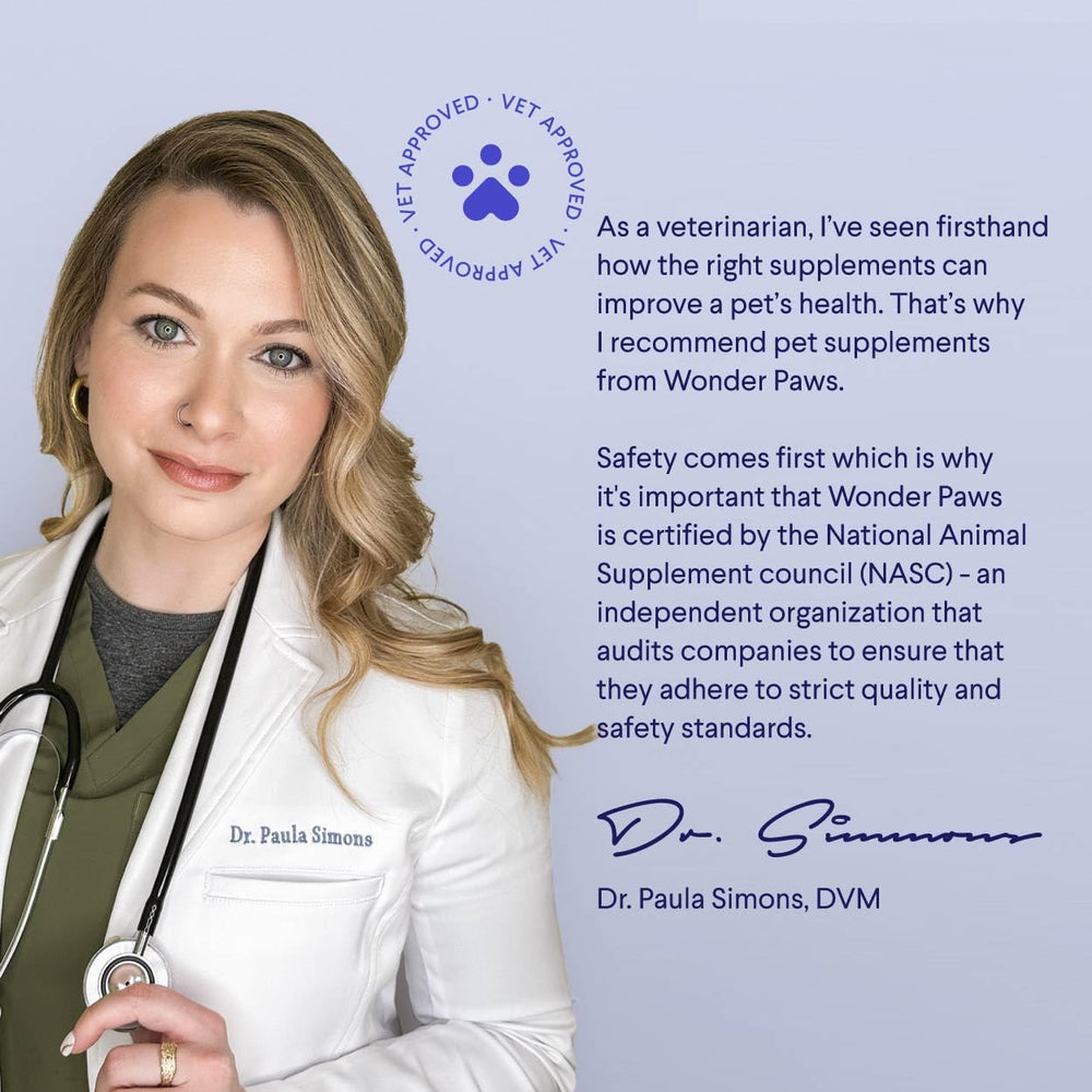 Wonder Paws cat glucosamine liquid drops on food for effortless joint care.