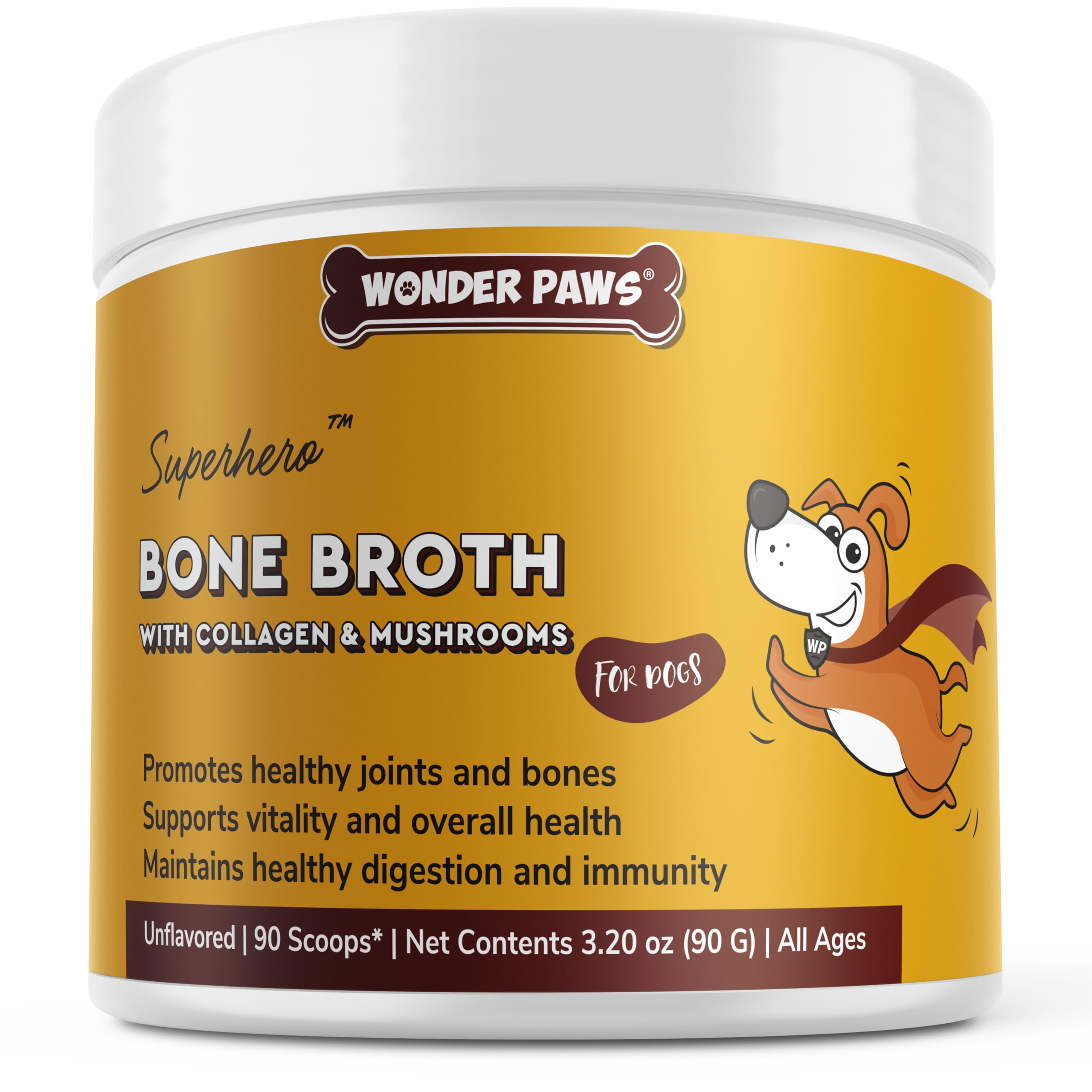 Wonder Paws dog enjoying a meal topped with nourishing broth