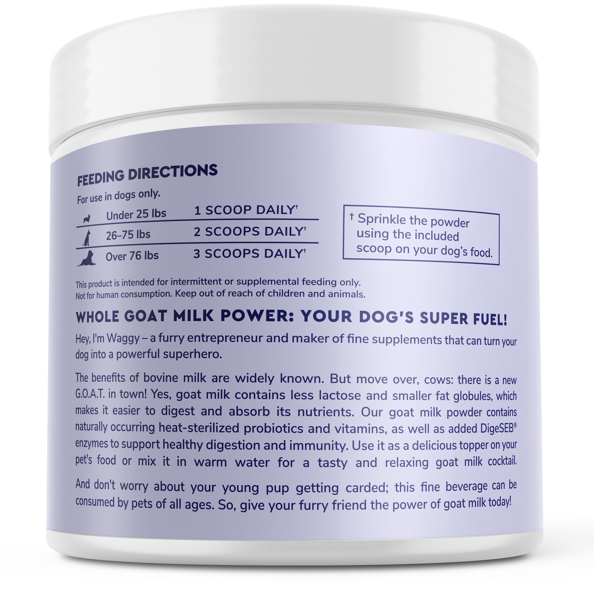 Wonder Paws goat milk powder NASC-certified product for pet wellness.