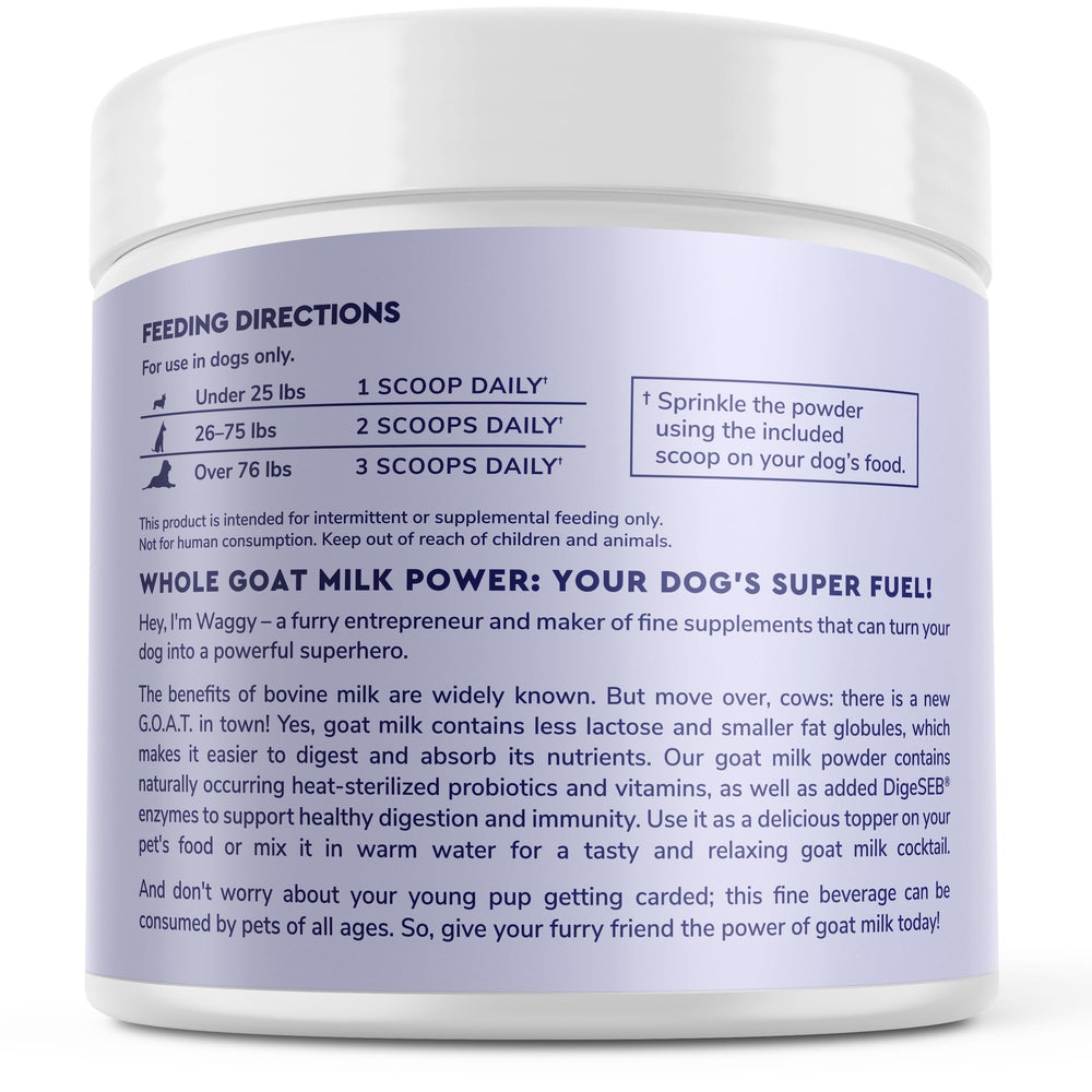 Wonder Paws goat milk powder NASC-certified product for pet wellness.