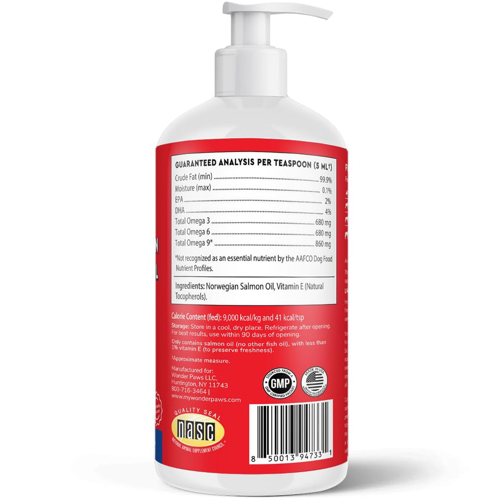 Made in USA facility using Norwegian salmon for WONDER PAWS oil