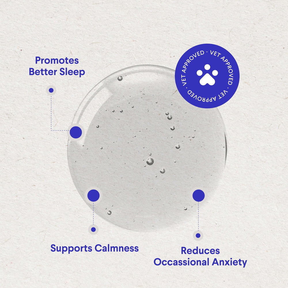 Wonder Paws melatonin drops added to water for easy mixing
