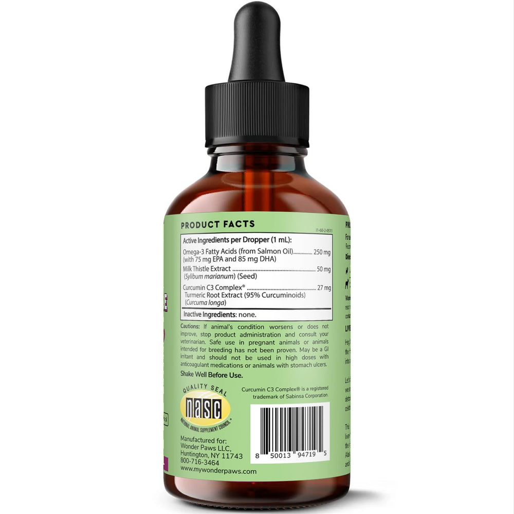 Wonder Paws Milk Thistle drops shown for easy dosing