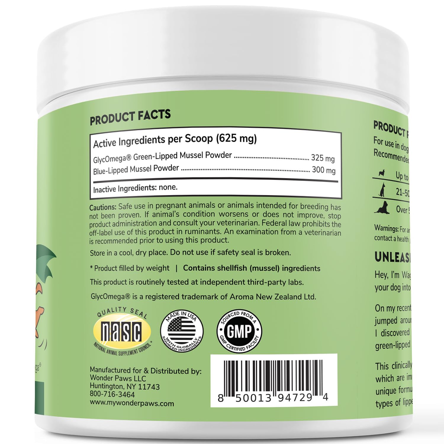 WONDER PAWS omega-3 rich mussel supplement for joints