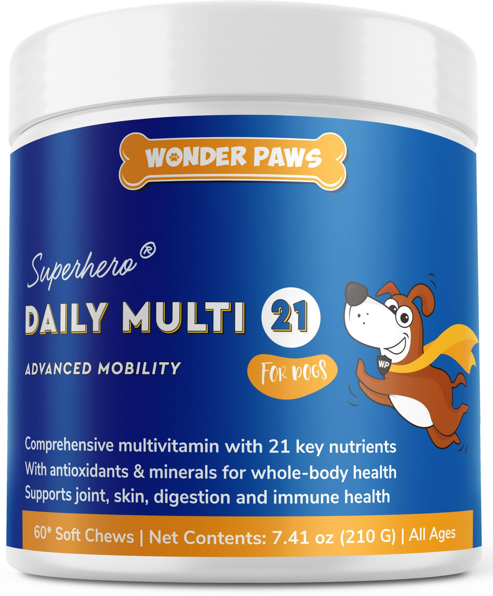 WONDER PAWS Premium Multivitamin for dogs bottle front view highlighting daily health support