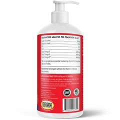 Wonder Paws Premium Salmon Oil bottle label highlights Norwegian origin and omega-3 benefits for skin