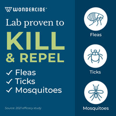 Wondercide cedarwood spray applied to dogs for flea and tick prevention
