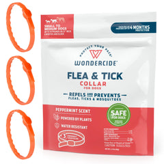 Wondercide dog collar 3-pack in packaging highlighting natural flea protection
