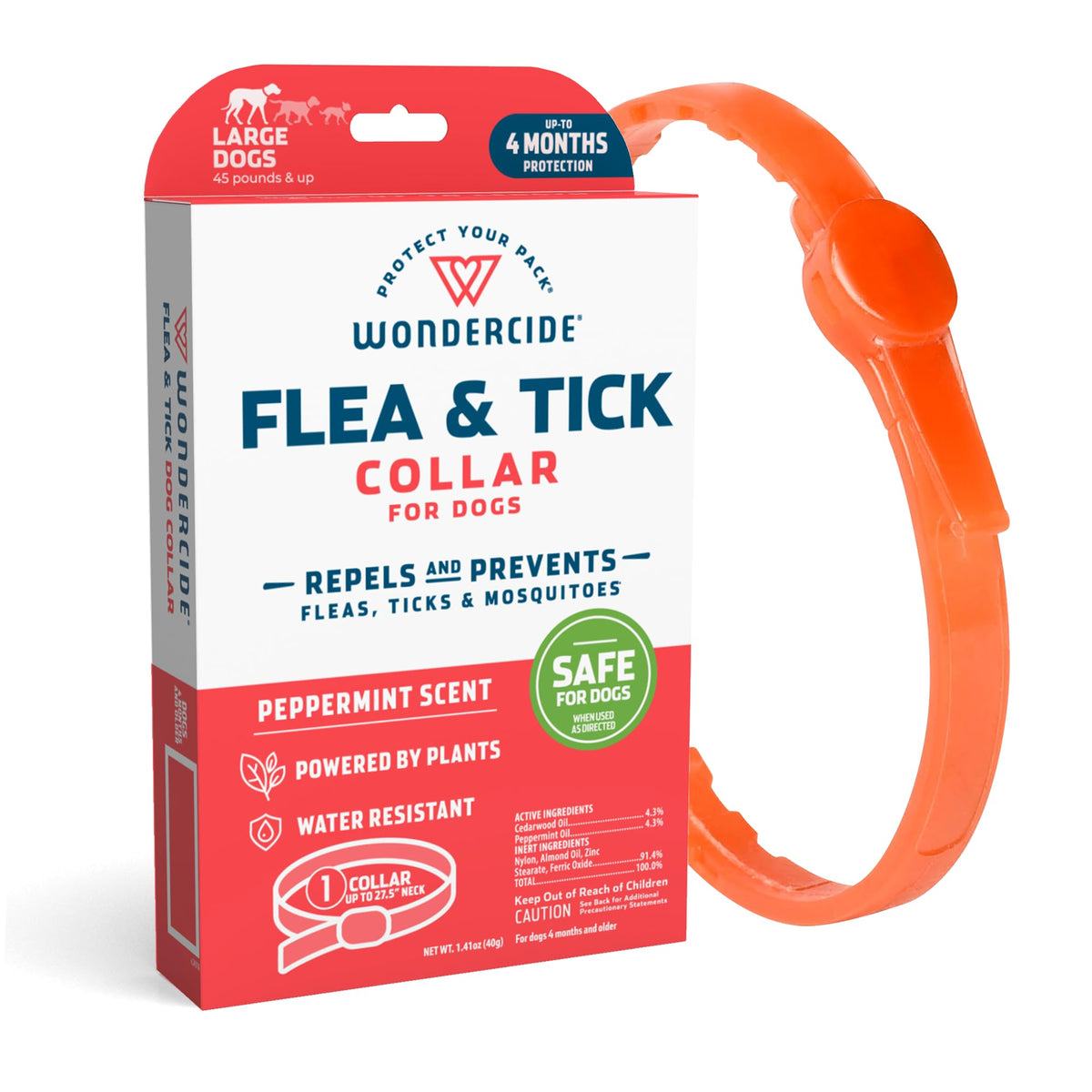 WonderCide dog collar large peppermint scent for natural flea and tick repellency.