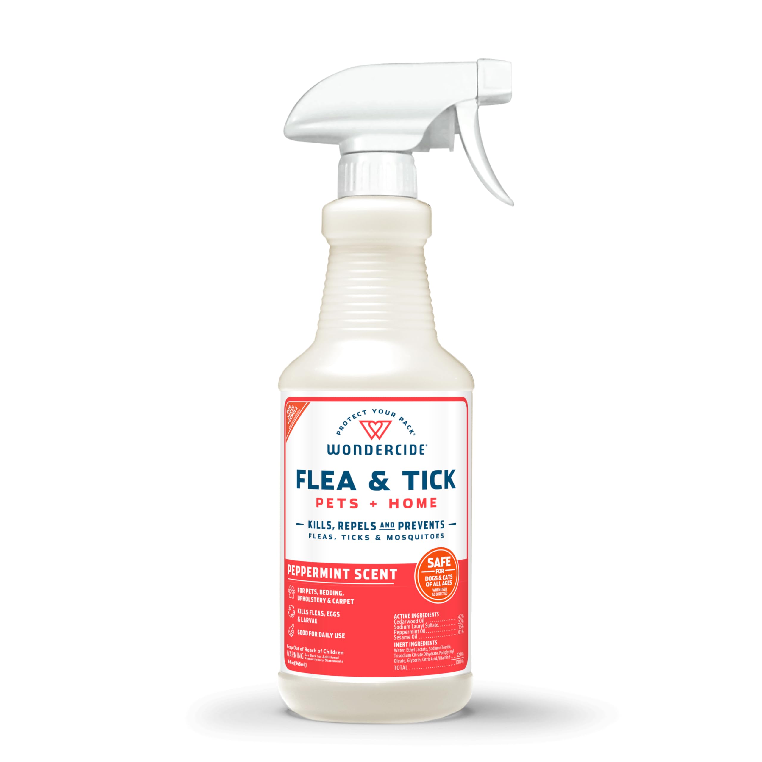 Wondercide Peppermint spray bottle for pets and home, kills fleas and ticks on contact