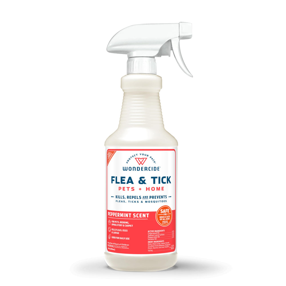 Wondercide Peppermint spray bottle for pets and home, kills fleas and ticks on contact