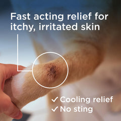 Wondercide Rescue Skin Spray applied to a dog's paw for itching relief.