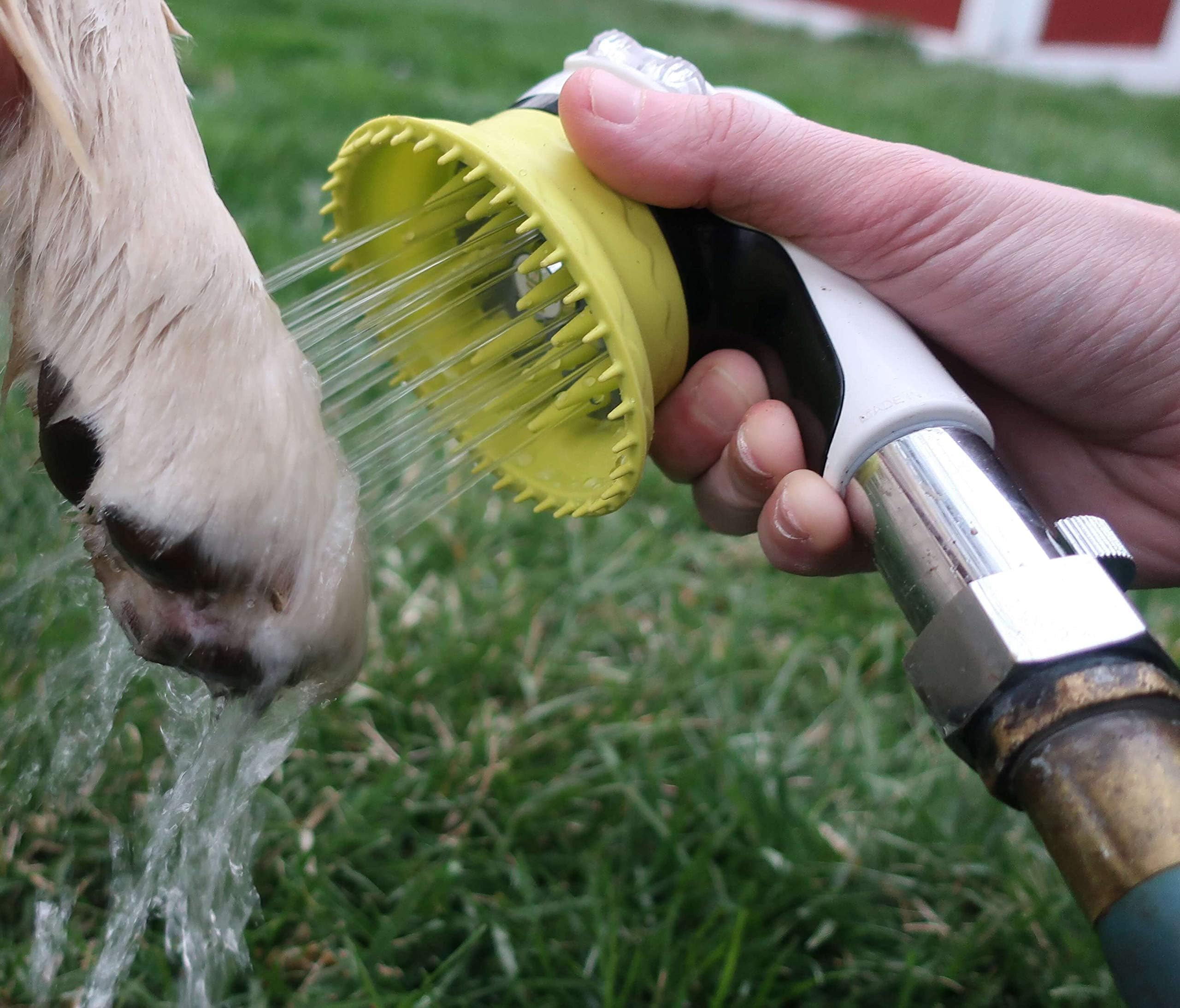 Wondurdog swivel hose image showing flexible reach for grooming.