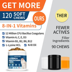 WONTECHMI L-Lysine cat treats krill oil omega-3 for skin and heart health.