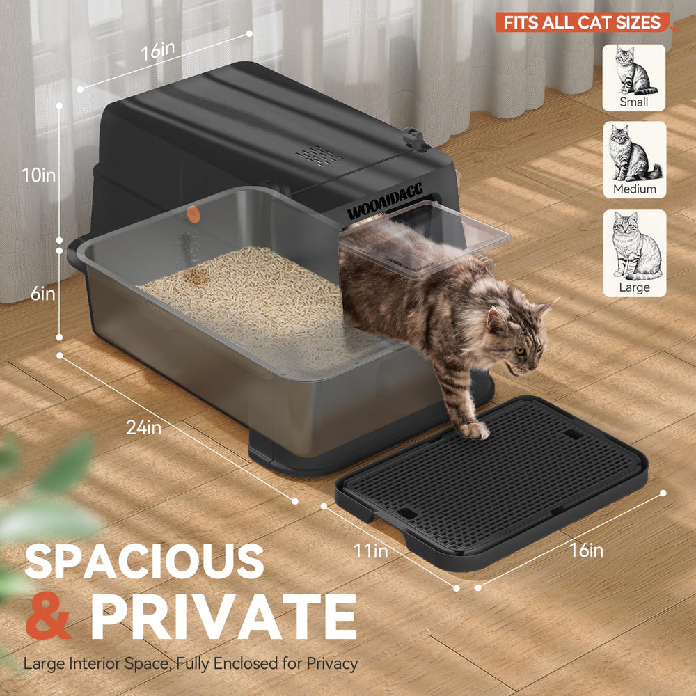 Wooaidagg activated carbon filter top helps control odors between cleanings.