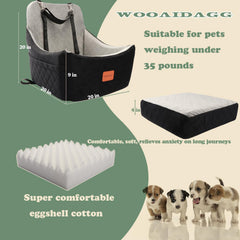Wooaidagg dog car seat with adjustable straps enables quick, secure installation.