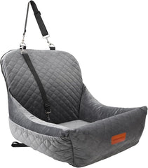 Wooaidagg dog car seat being assembled on car seat for easy setup and fit.