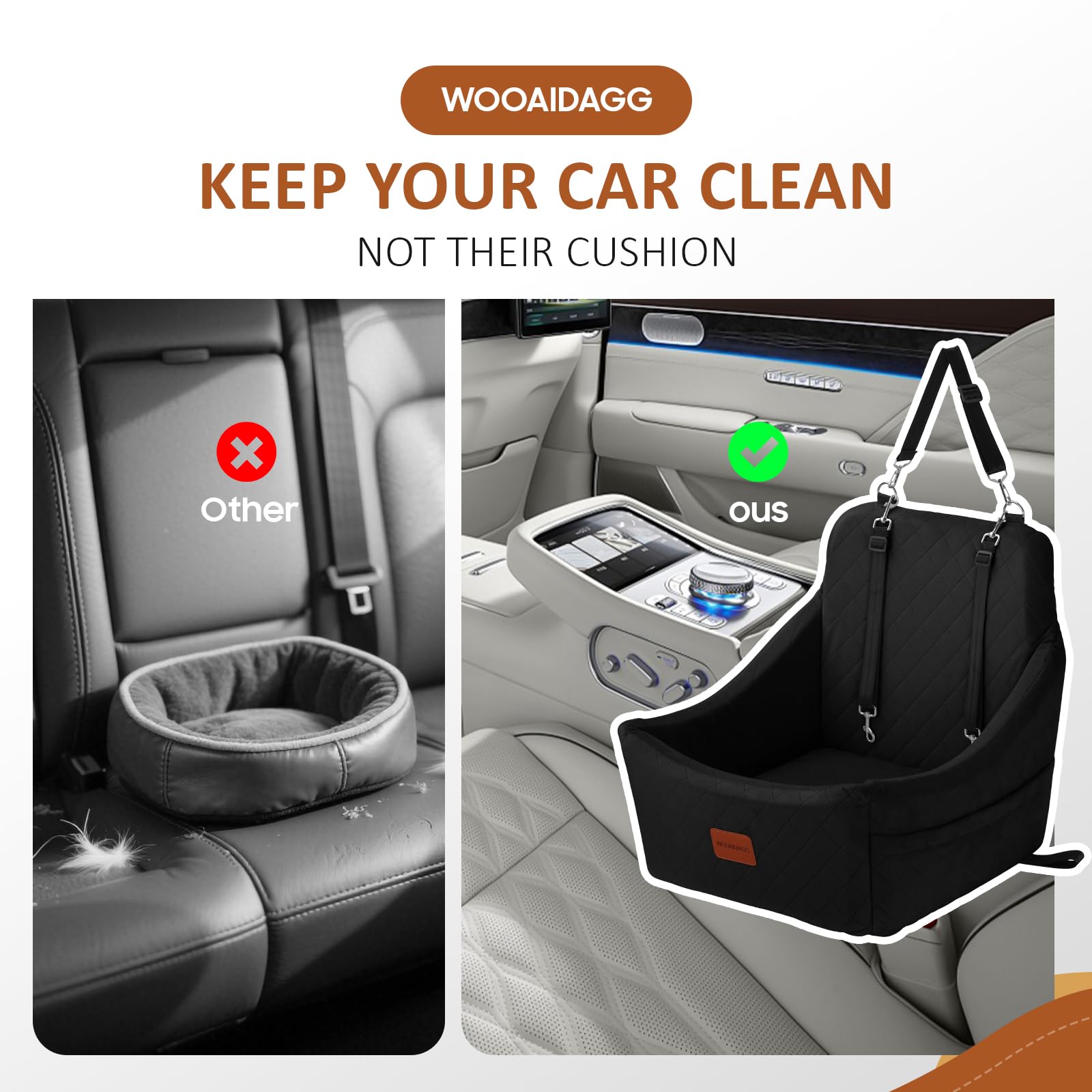 Wooaidagg dog car seat harness installation keeps the pet secure.