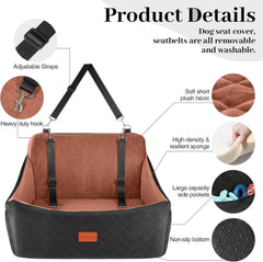 Wooaidagg dog car seat non-slip bottom stabilizes the booster seat