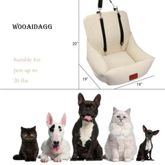 Wooaidagg dog car seat showing two storage pockets for toys