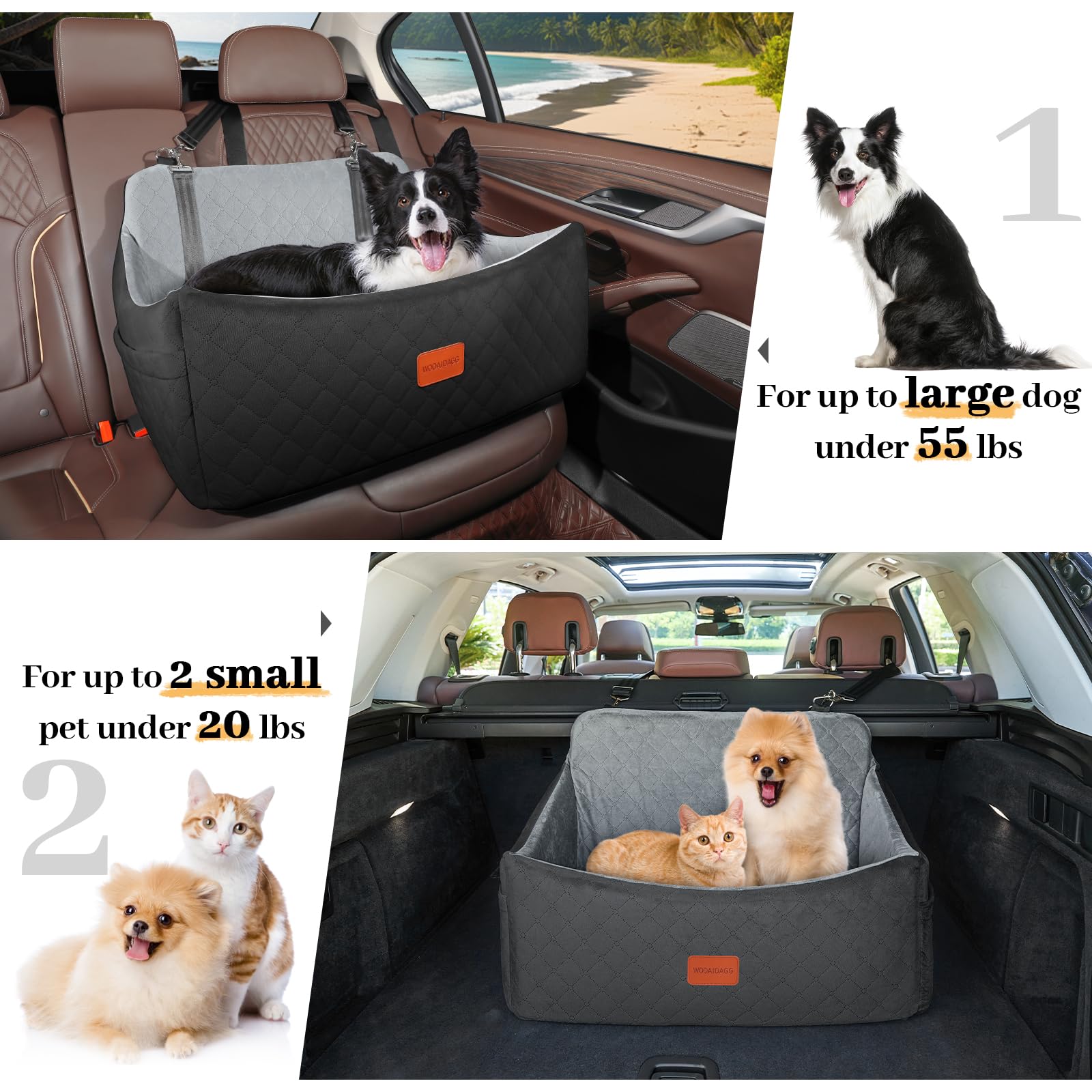 Wooaidagg dog seat side-pocket keeps essentials within reach