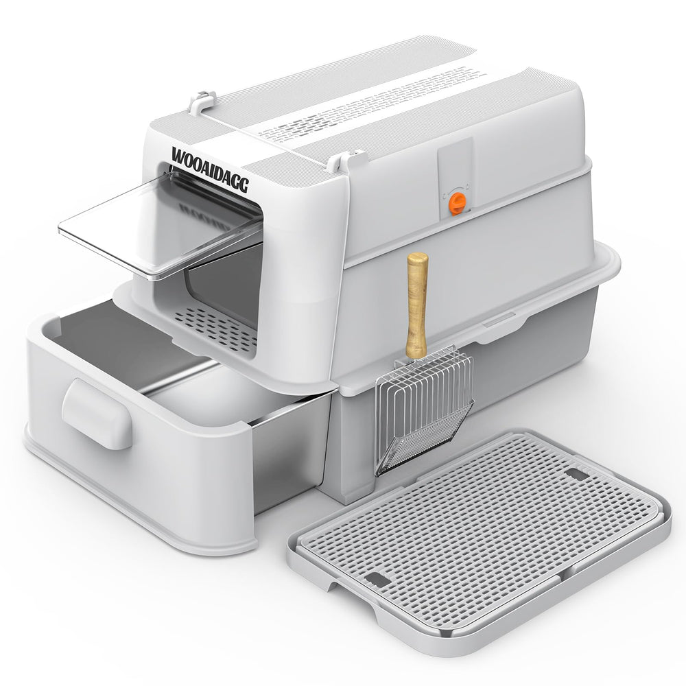 Wooaidagg enclosed litter box with odor control keeps floors tidy