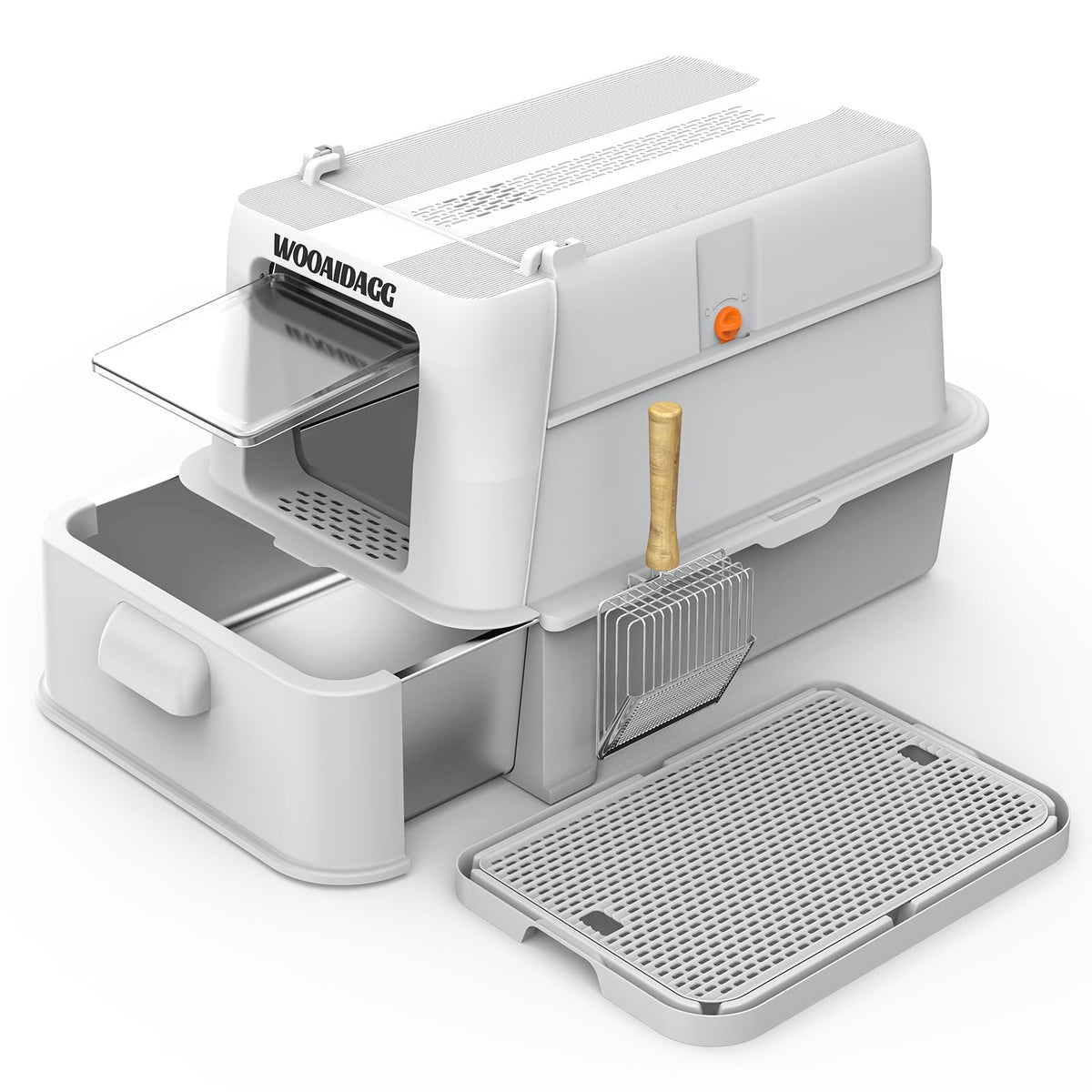 Wooaidagg enclosed litter box with odor control keeps floors tidy