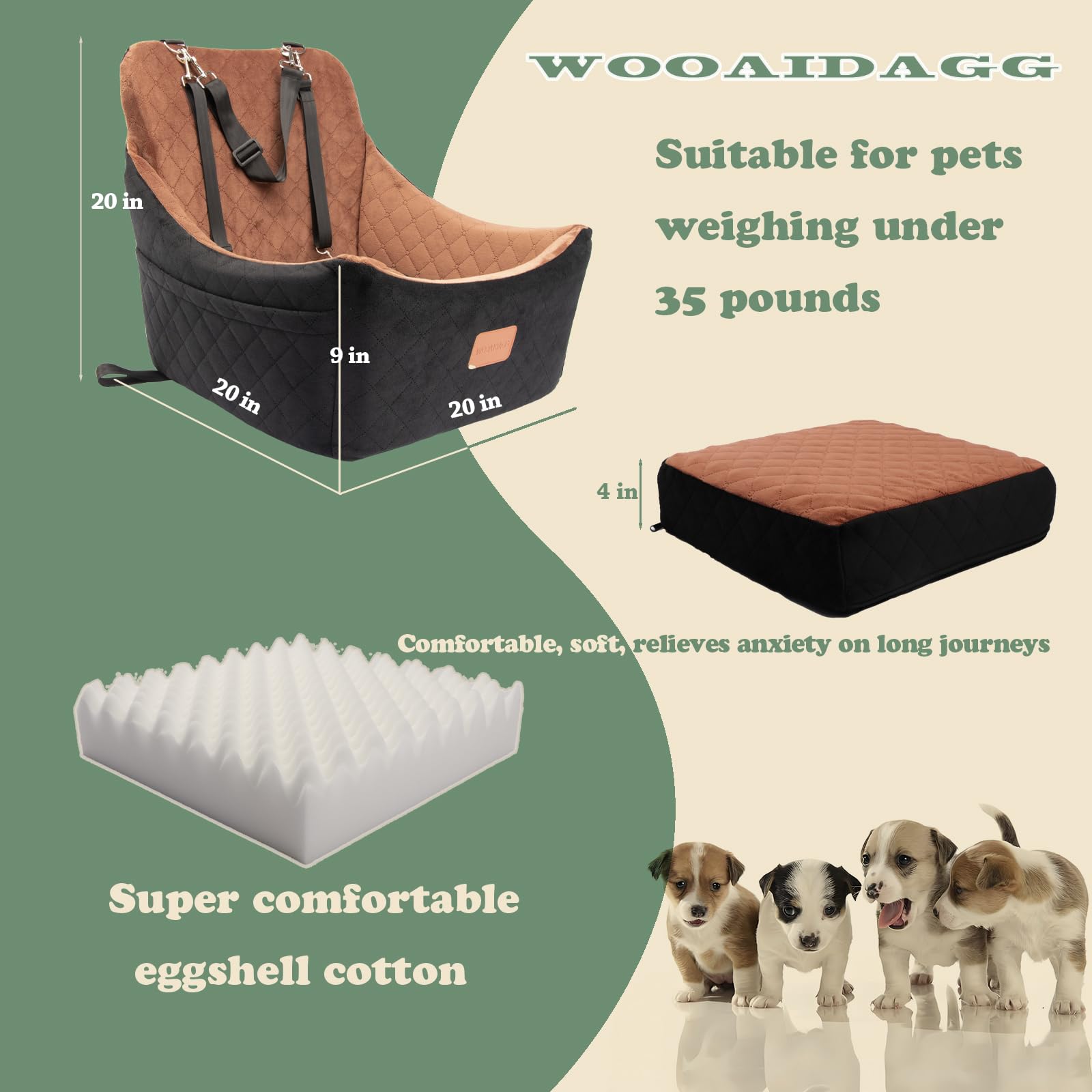 Wooaidagg memory foam car seat with soft fabric for calm, comfortable rides