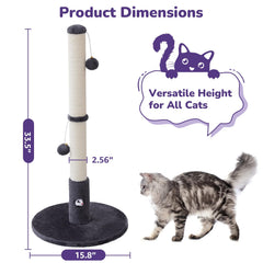 Woochpet 33inch tall sisal pole for satisfying vertical scratching needs.