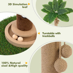 Woochpet cat-toy-wooden-ball on the post to spark curiosity.