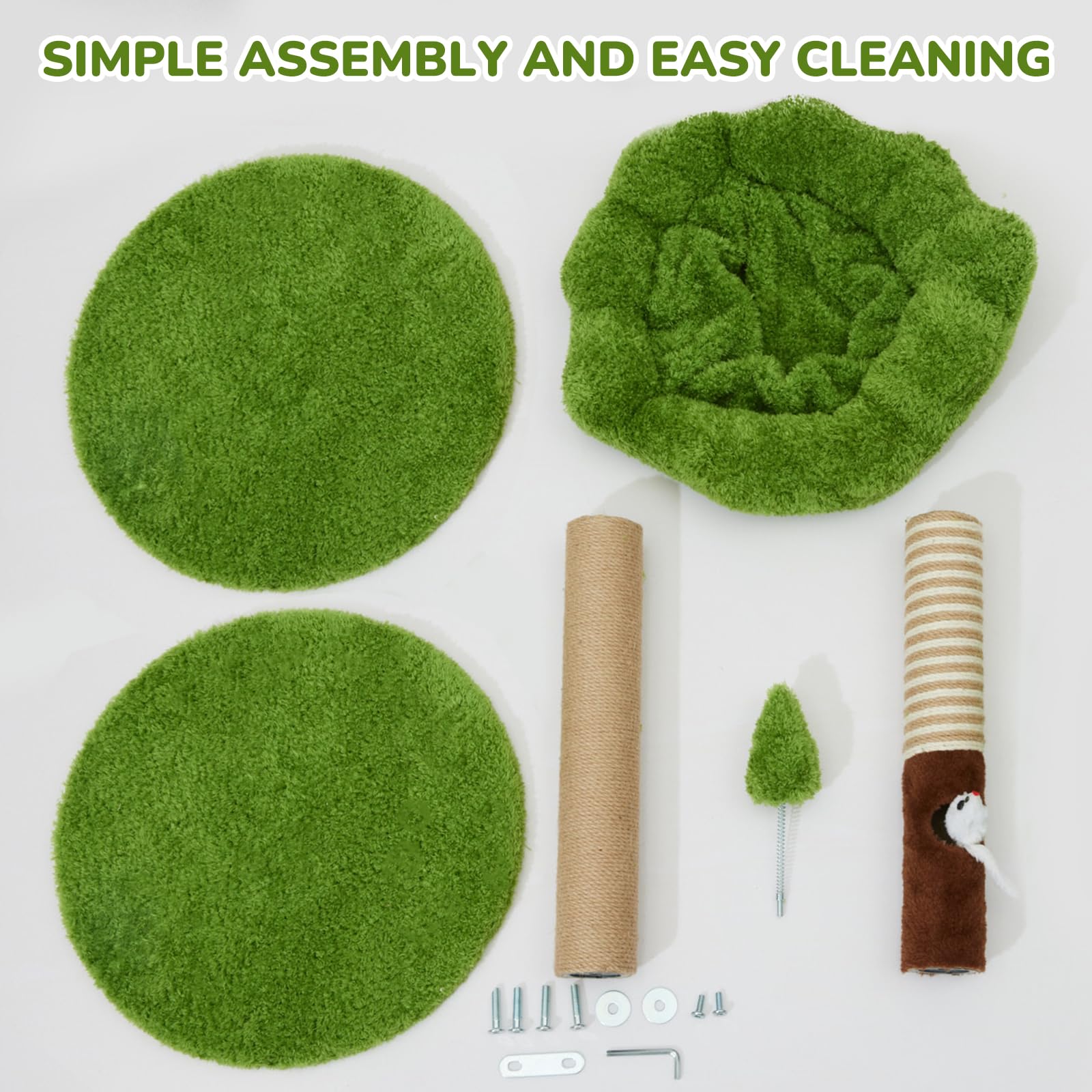 Woochpet green cat tree helps protect furniture by providing a dedicated scratch outlet.