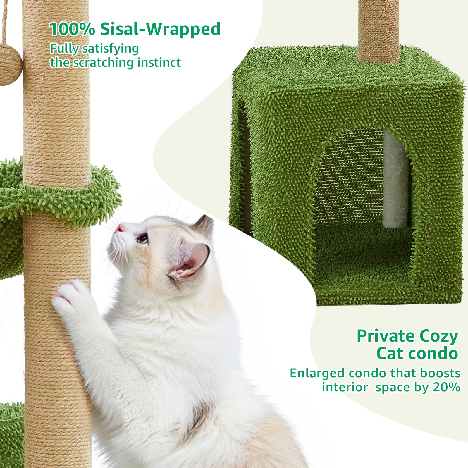 Woochpet green plant elements – chic decor that sparks curiosity.