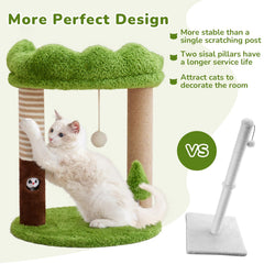 Woochpet cat tree with two sturdy sisal posts encourages scratching and claw care.