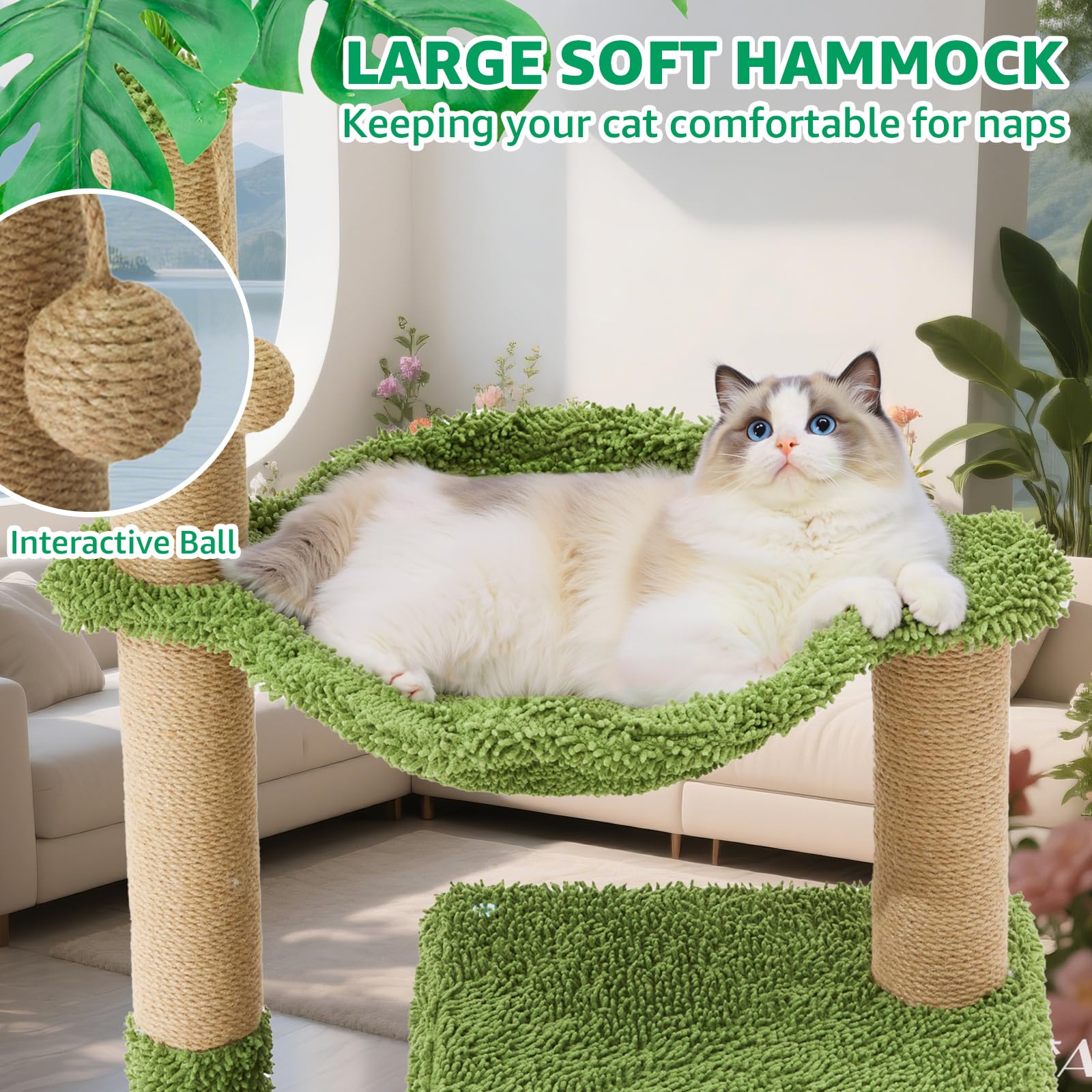 Woochpet cat tree sisal posts – furniture protection through scratching.