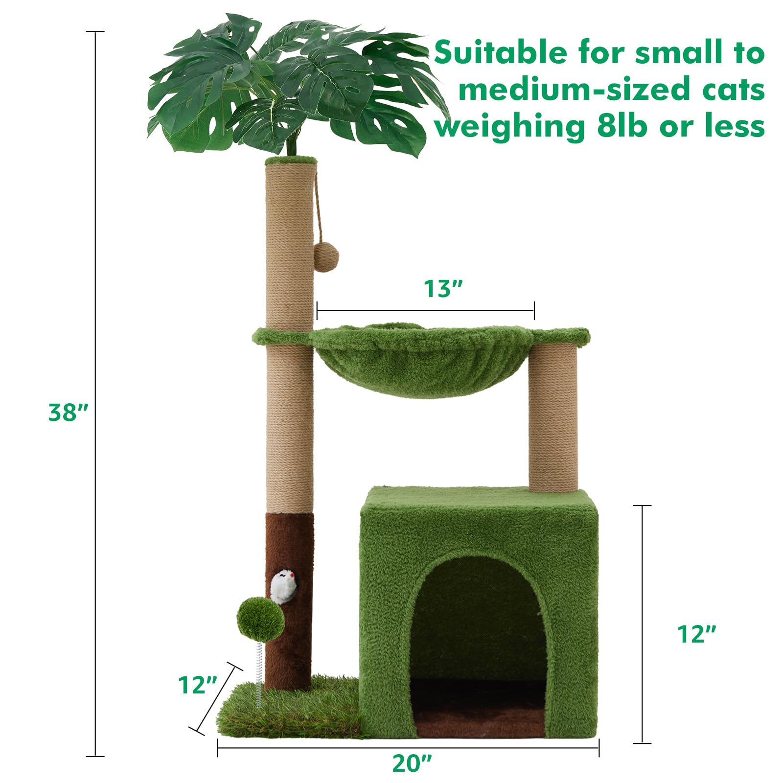Woochpet cat tree sisal posts protect furniture while scratching