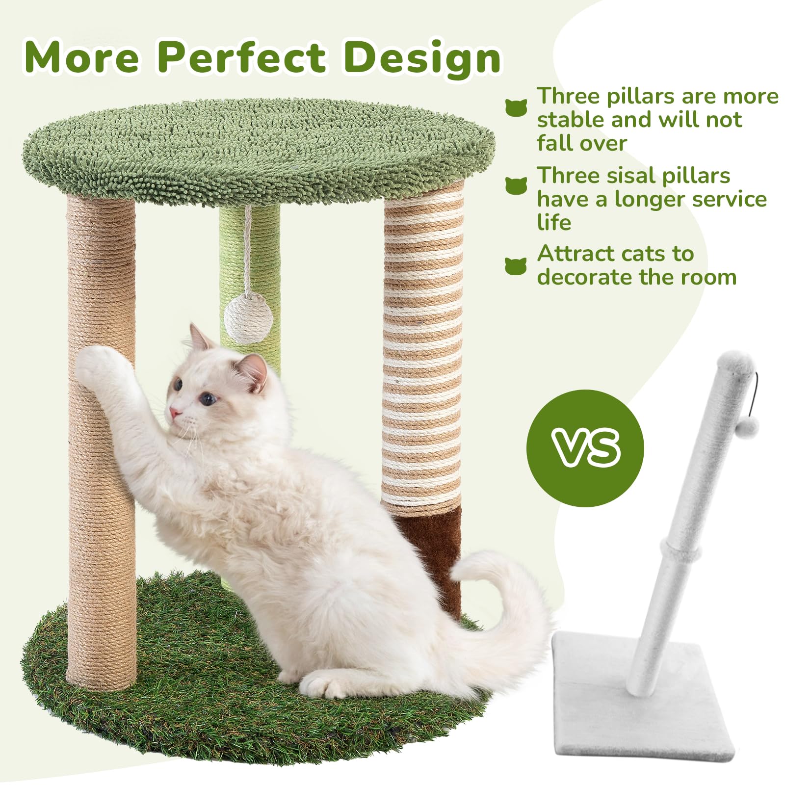 Woochpet sisal wrap on scratching posts provides durable grip and satisfying scratching for healthy claws.
