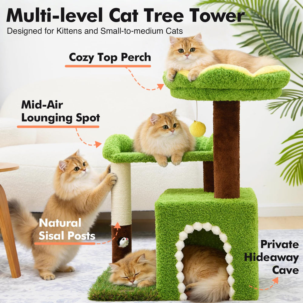 Woochpet Flower Cat Tree cat cave invites secure, cozy napping.