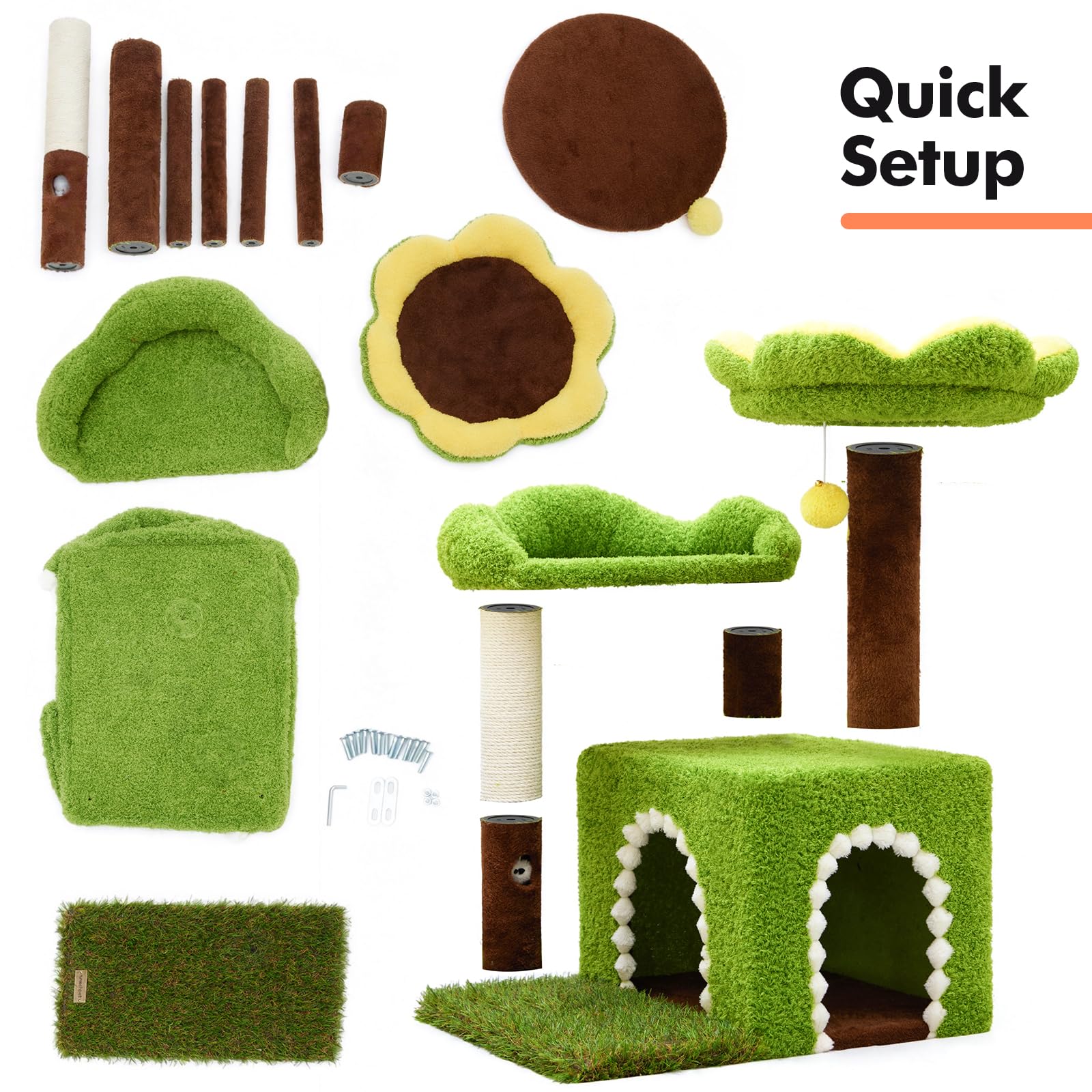 Woochpet Flower Cat Tree compact design fits apartments.
