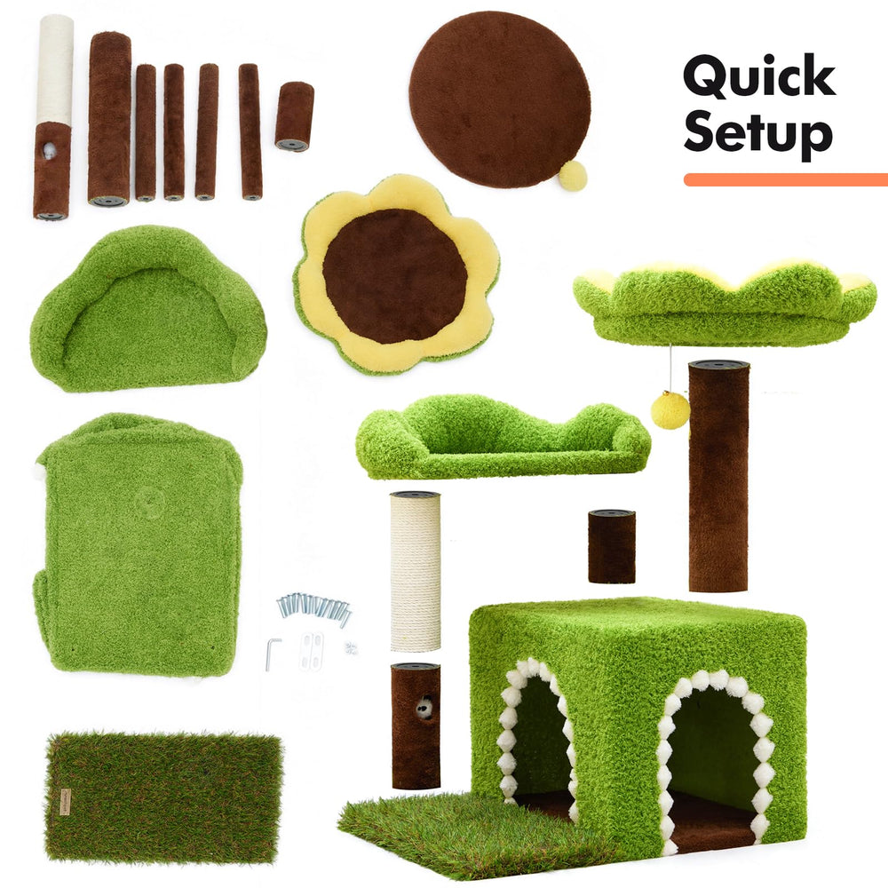Woochpet Flower Cat Tree compact design fits apartments.