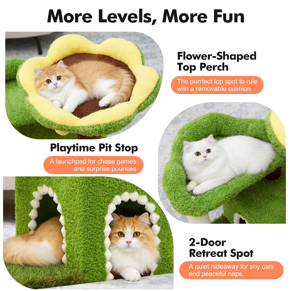 Woochpet Flower Cat Tree top perch offers curious viewing perches.