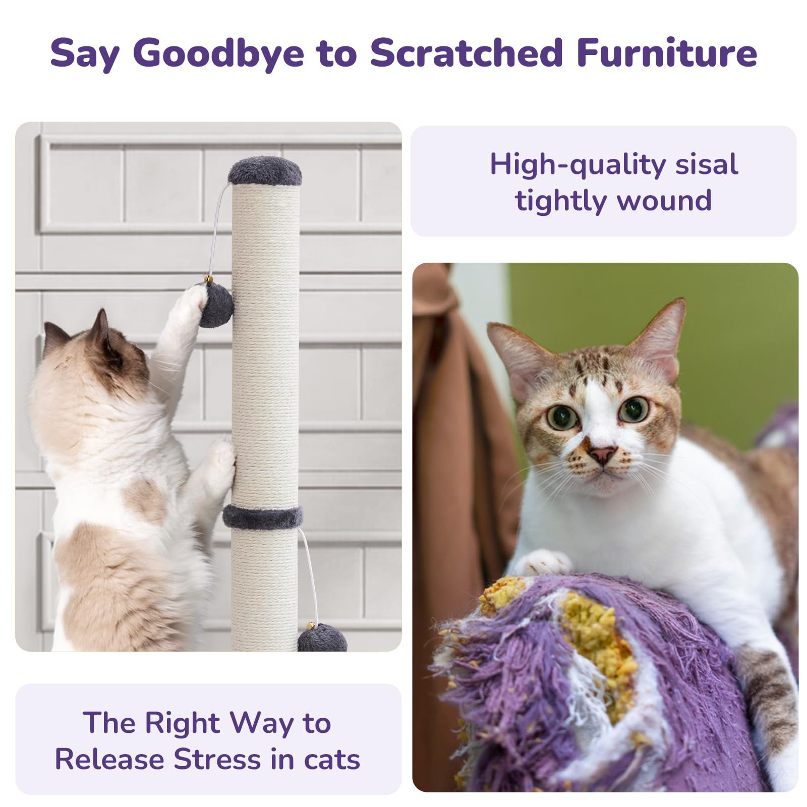 Woochpet natural sisal rope texture enhances durable scratching surfaces.