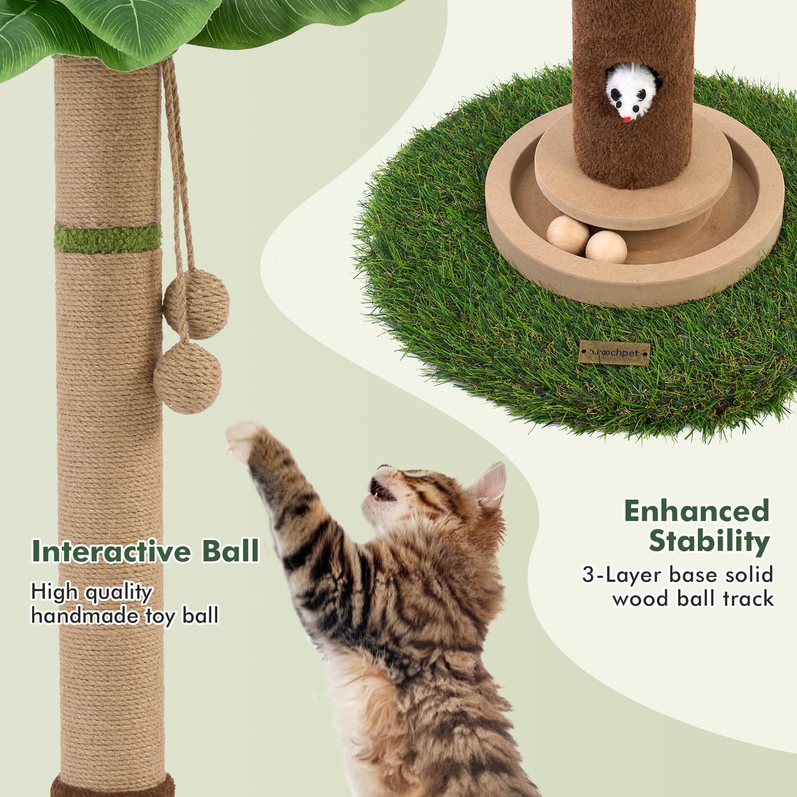 Woochpet sisal-claw-sharpening highlighting natural sisal for claws.