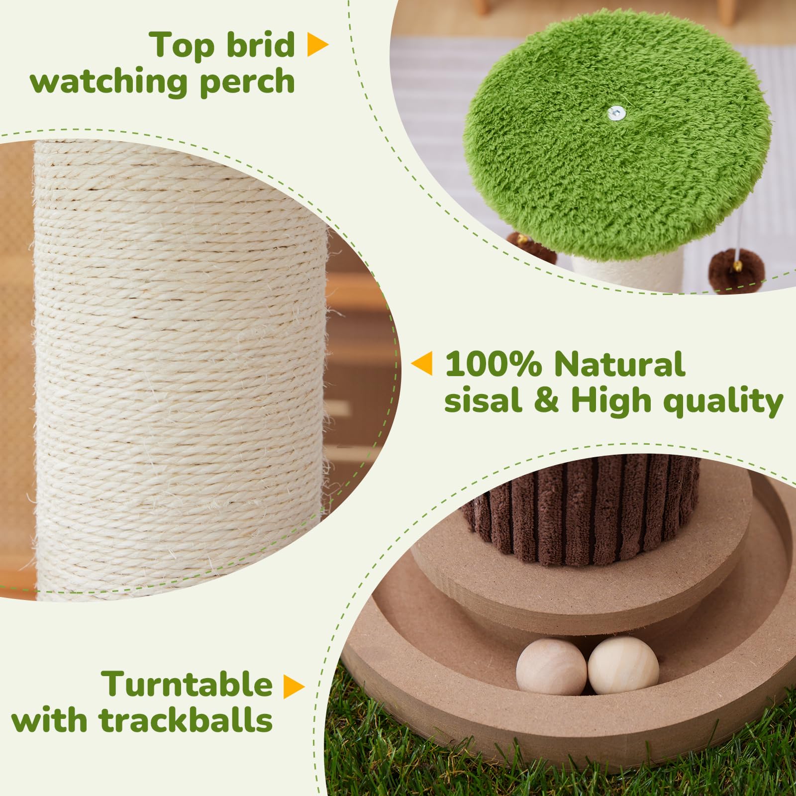 Woochpet natural sisal surface measuring 10 cm diameter for scratching.