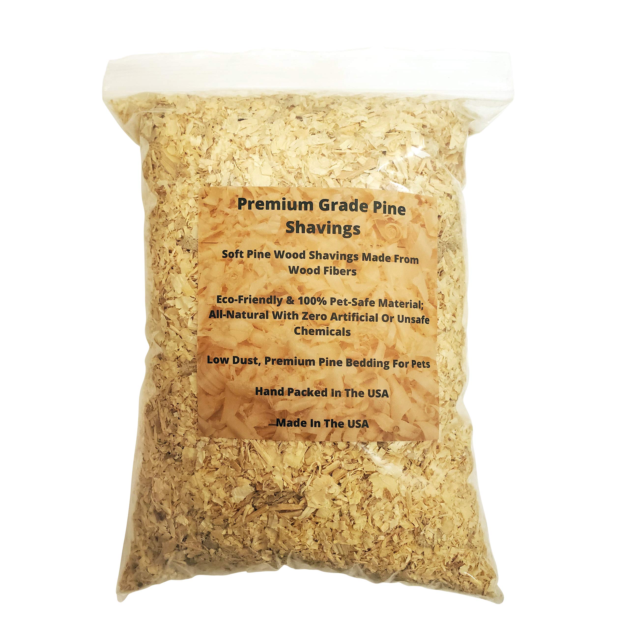 Wood Smith USA premium pine bedding 16 qt packaging highlights soft, pet-friendly shavings for cozy habitats.