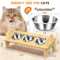 Woodever tilted 15-degree cat bowl supports whisker comfort during meals