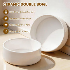 Woodever 15° tilted bowls minimize neck strain for easy feeding.