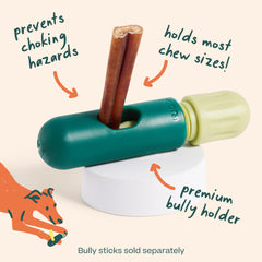 WOOF BullySafe in-use dog-chewing demonstrates longer chew time and calmer play.