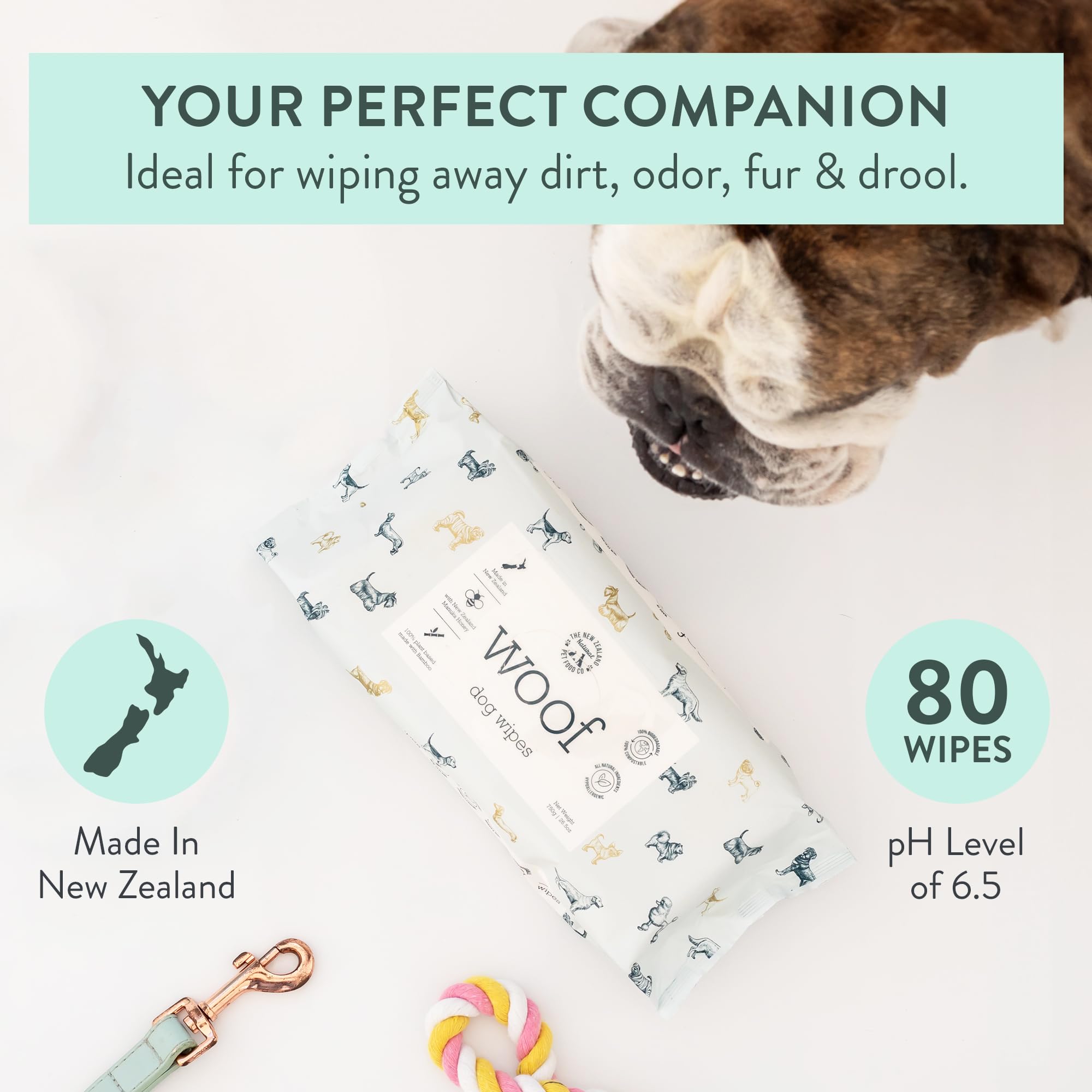 Woof Dog Wipes for eyes, gentle wipe for delicate eye areas.